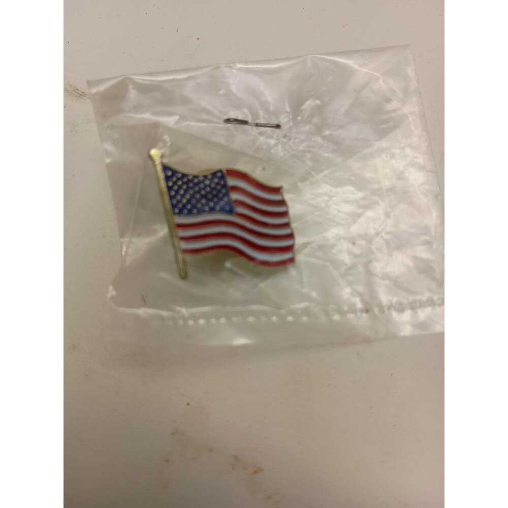 2American Flag Lapel Pin Gold Patriotic USA Pin Back - 1” Long